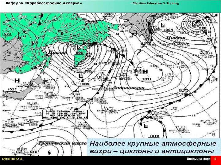 Наиболее крупные атмосферные вихри – циклоны и антициклоны