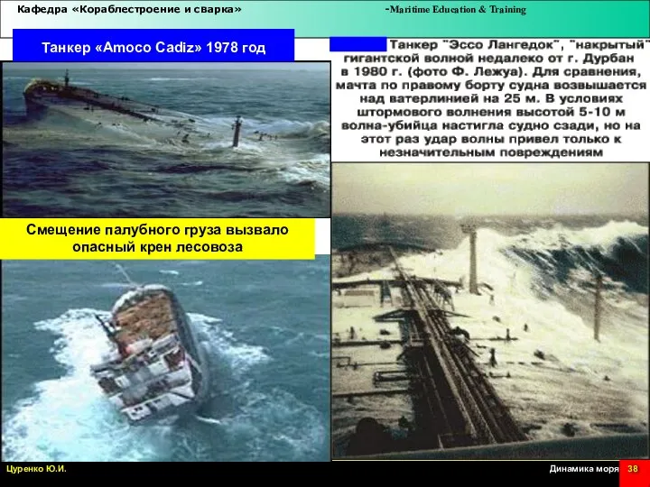 Смещение палубного груза вызвало опасный крен лесовоза Танкер «Amoco Cadiz» 1978 год