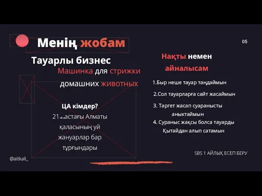 Менің жобам @aitkali_ SBS 1 АЙЛЫҚ ЕСЕП БЕРУ 05 Машинка для стрижки