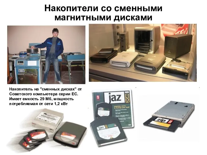 Накопители со сменными магнитными дисками Накопитель на "сменных дисках" от Советского компьютера