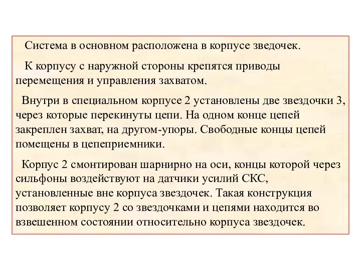 Система в основном расположена в корпусе зведочек. К корпусу с наружной стороны