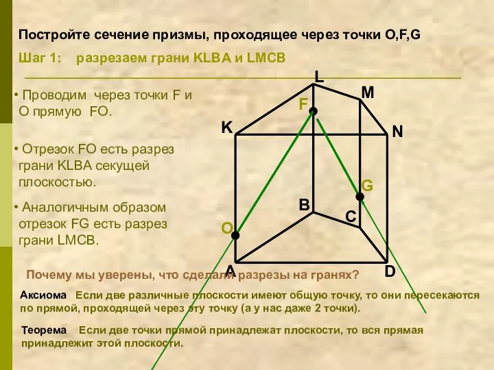 A B C D K L M N F G Проводим через