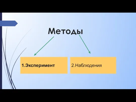 Методы 1.Эксперимент 2.Наблюдения