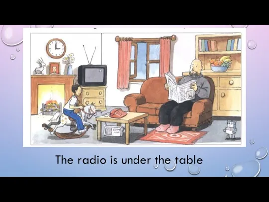 The radio is under the table