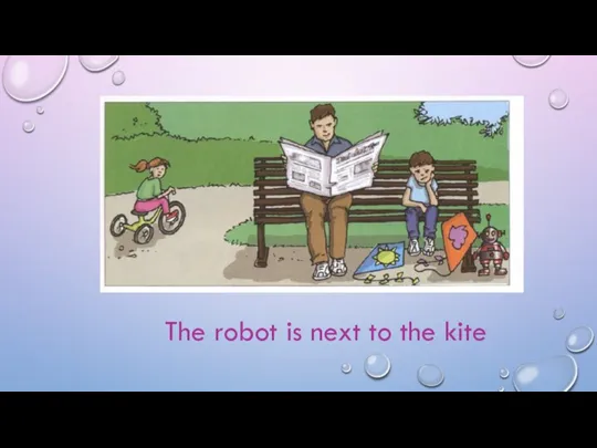 The robot is next to the kite