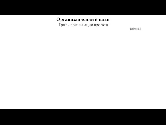 Организационный план .График реализации проекта Таблица 3