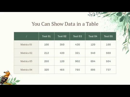 You Can Show Data in a Table