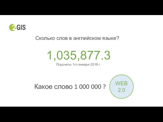 Сколько слов в английском языке? 1,035,877.3 Подсчеты 1го января 2016 г. WEB