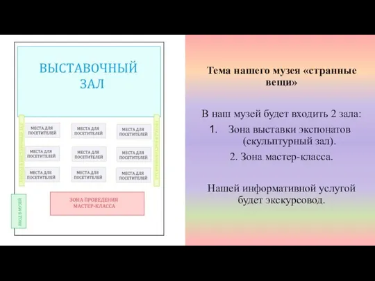 Тема нашего музея «странные вещи» В наш музей будет входить 2 зала: