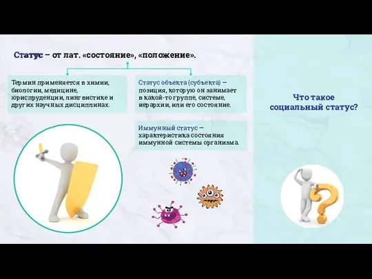 Статус – от лат. «состояние», «положение». Что такое социальный статус? Статус Термин