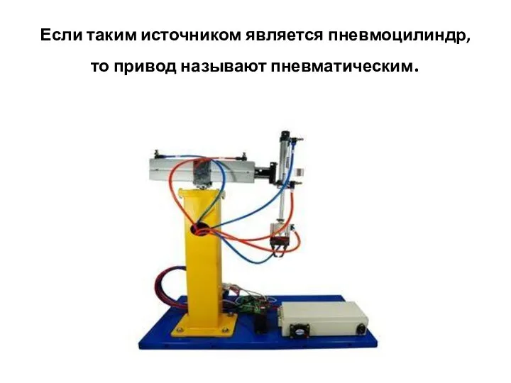 Если таким источником является пневмоцилиндр, то привод называют пневматическим.