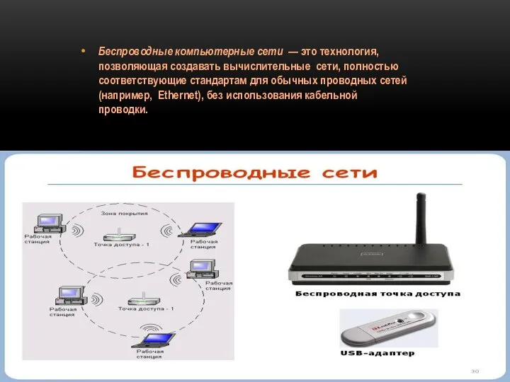 Беспроводные компьютерные сети — это технология, позволяющая создавать вычислительные сети, полностью соответствующие