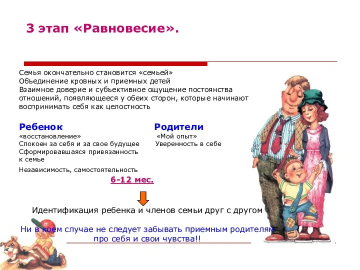 3 этап «Равновесие». Семья окончательно становится «семьей» Объединение кровных и приемных детей