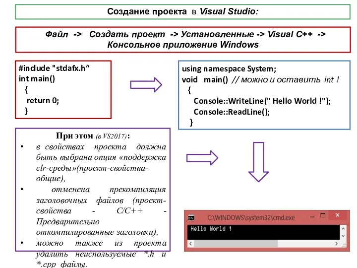 using namespace System; void main() // можно и оставить int ! {