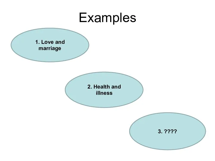 Examples 1. Love and marriage 2. Health and illness 3. ????