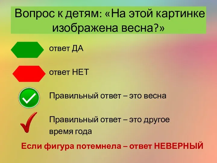 Вопрос к детям: «На этой картинке изображена весна?» ответ ДА ответ НЕТ