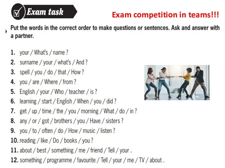 Exam competition in teams!!!