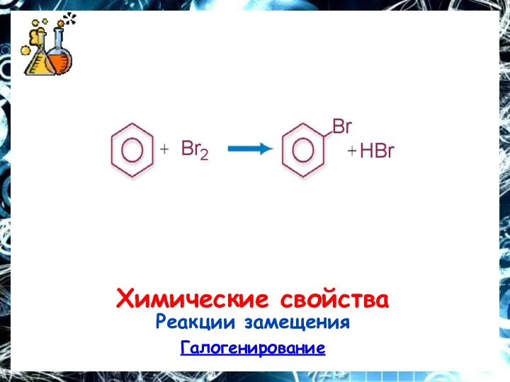 Химические свойства Реакции замещения Галогенирование