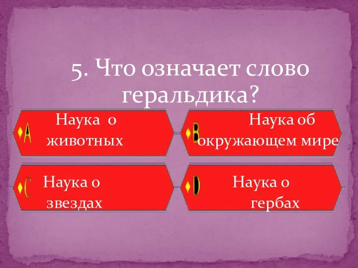 5. Что означает слово геральдика? Наука о Наука об животных окружающем мире