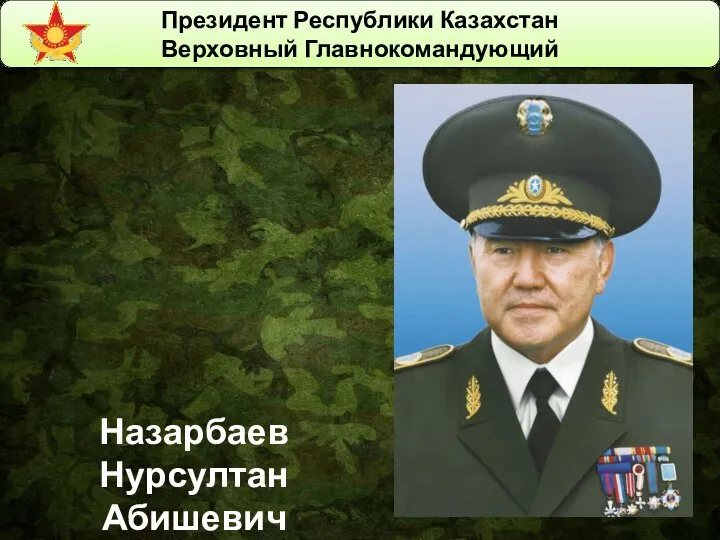 Назарбаев Нурсултан Абишевич Президент Республики Казахстан Верховный Главнокомандующий