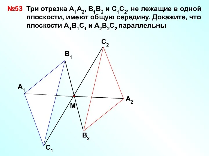 А1 В1 С1 А2 С2 В2 №53 М Три отрезка А1А2, В1В2