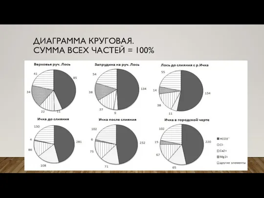 ДИАГРАММА КРУГОВАЯ. СУММА ВСЕХ ЧАСТЕЙ = 100%