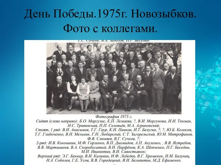 День Победы.1975г. Новозыбков. Фото с коллегами.