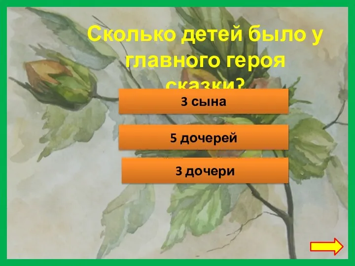 Сколько детей было у главного героя сказки? 3 сына 5 дочерей 3 дочери