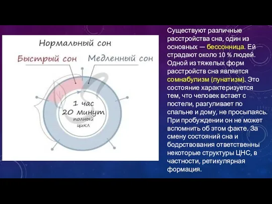 Существуют различные расстройства сна, один из основных — бессонница. Ей страдают около