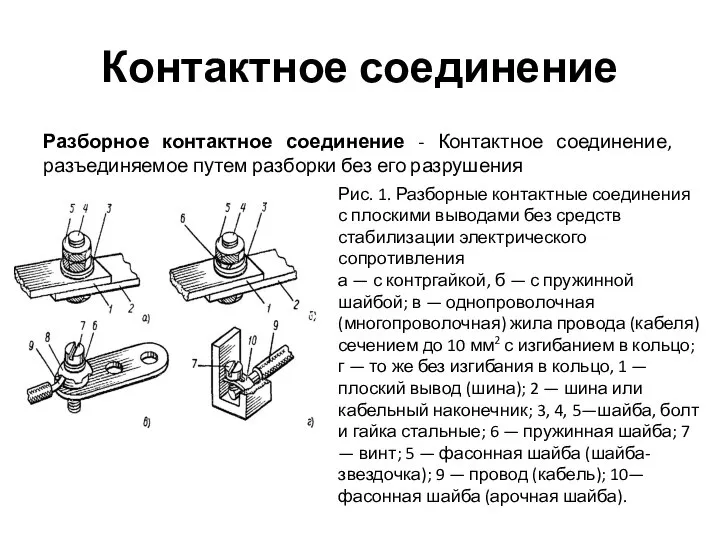 Контактное соединение Разборное контактное соединение - Контактное соединение, разъединяемое путем разборки без