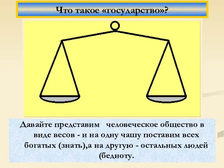 Давайте представим человеческое общество в виде весов - и на одну чашу