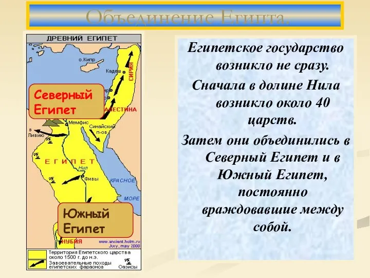 Египетское государство возникло не сразу. Сначала в долине Нила возникло около 40