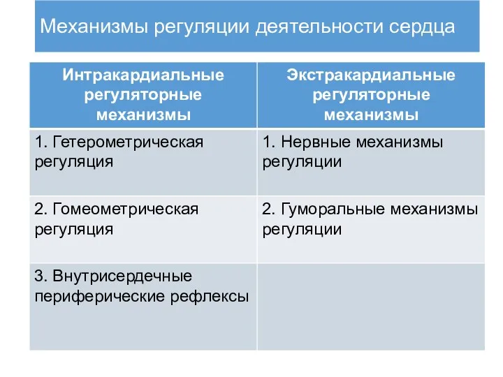 Механизмы регуляции деятельности сердца