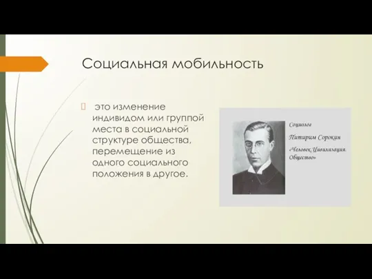 Социальная мобильность это изменение индивидом или группой места в социальной структуре общества,