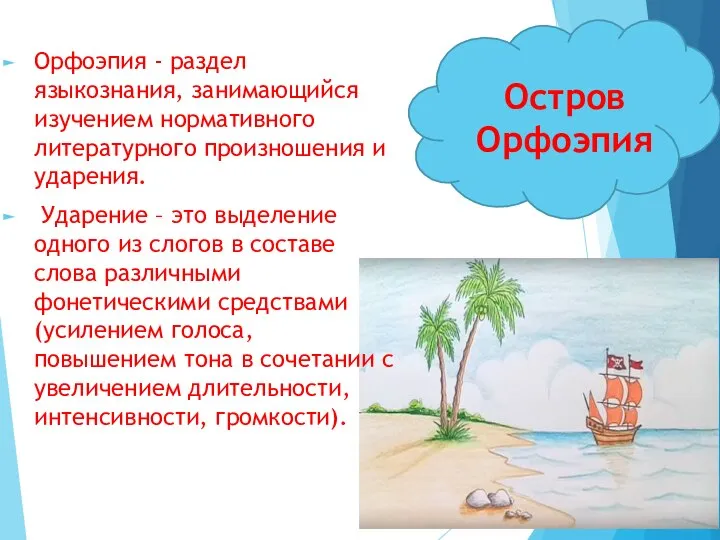 Орфоэпия - раздел языкознания, занимающийся изучением нормативного литературного произношения и ударения. Ударение