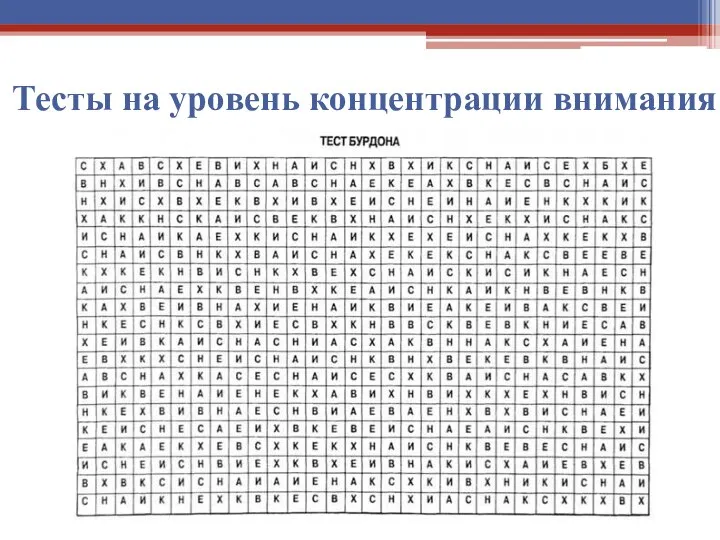 Тесты на уровень концентрации внимания