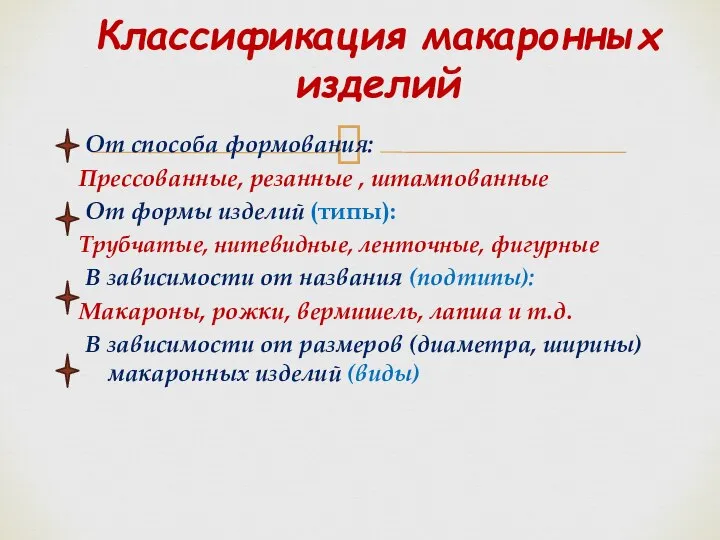 От способа формования: Прессованные, резанные , штампованные От формы изделий (типы): Трубчатые,