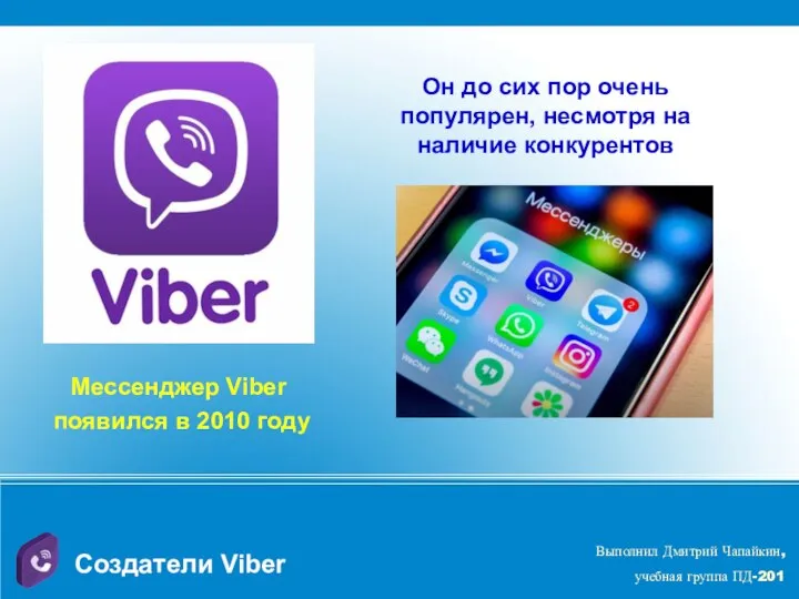 Создатели Viber Мессенджер Viber появился в 2010 году Он до сих пор
