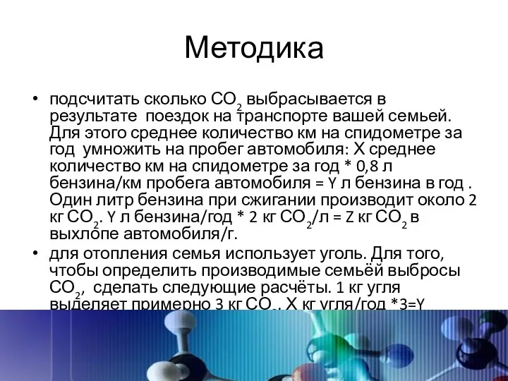 Методика подсчитать сколько СО2 выбрасывается в результате поездок на транспорте вашей семьей.