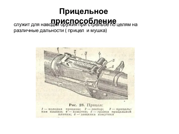 Прицельное приспособление служит для наводки оружия при стрельбе по целям на различные