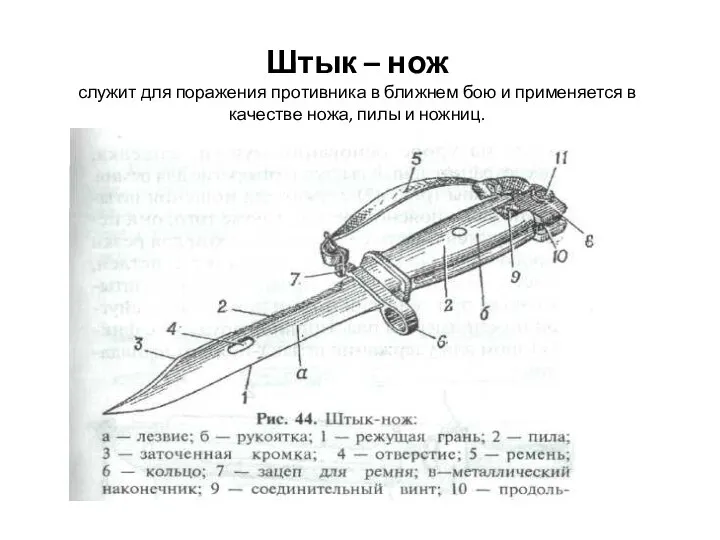 Штык – нож служит для поражения противника в ближнем бою и применяется