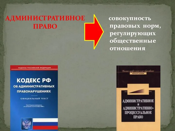 совокупность правовых норм, регулирующих общественные отношения АДМИНИСТРАТИВНОЕ ПРАВО