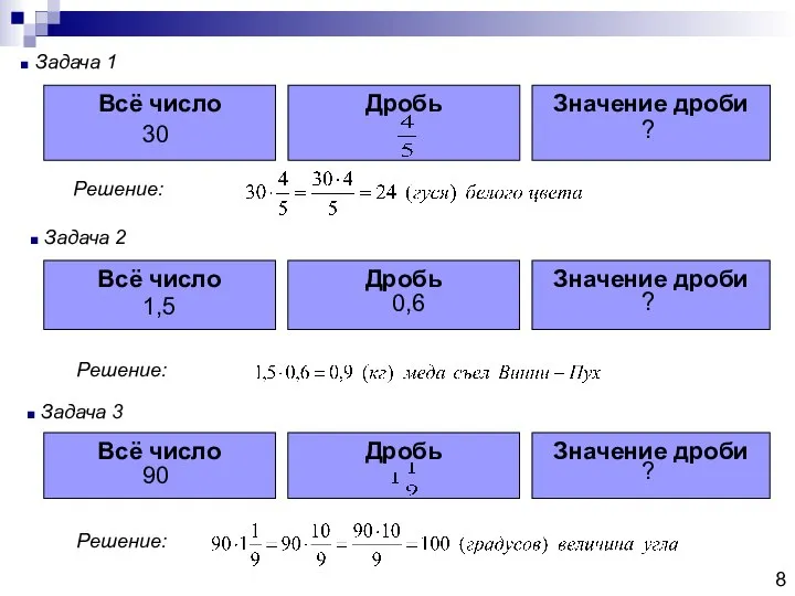 8 30 ? 1,5 ? 0,6 90 ? Задача 1 Задача 2 Задача 3