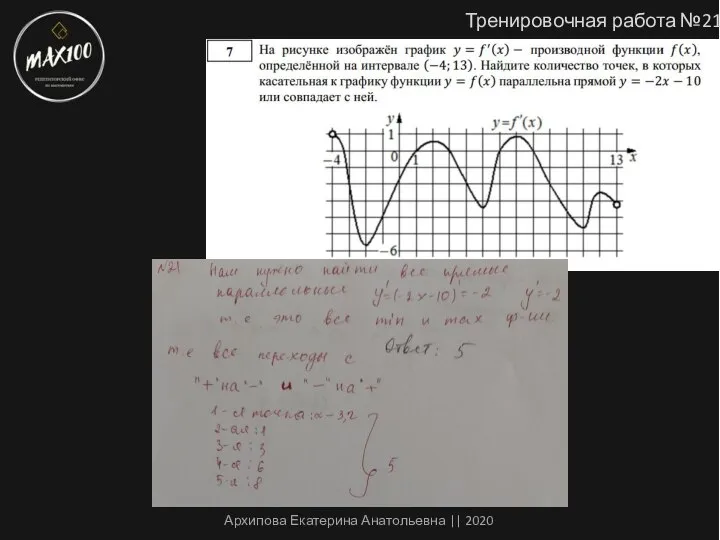 Тренировочная работа №21 Архипова Екатерина Анатольевна || 2020