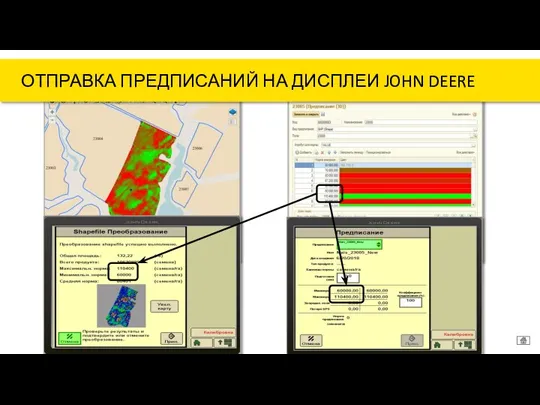 ОТПРАВКА ПРЕДПИСАНИЙ НА ДИСПЛЕИ JOHN DEERE