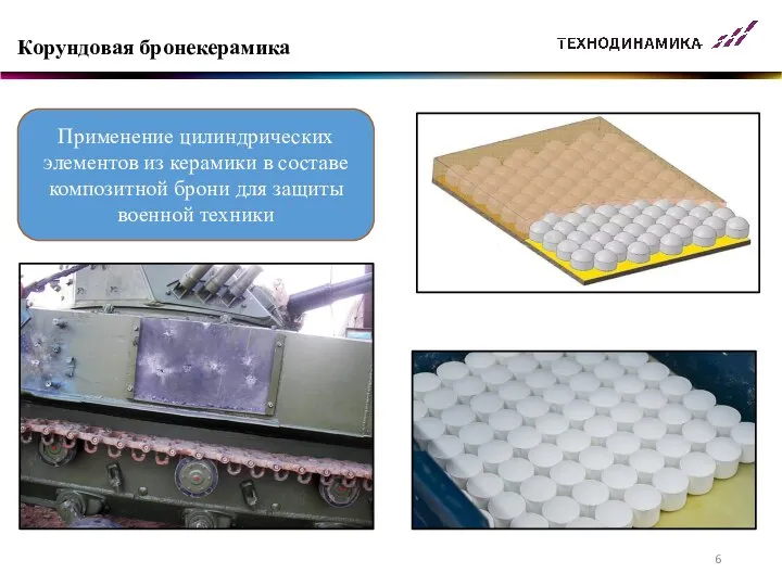Корундовая бронекерамика Применение цилиндрических элементов из керамики в составе композитной брони для защиты военной техники