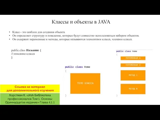 Классы и объекты в JAVA Класс - это шаблон для создания объекта.