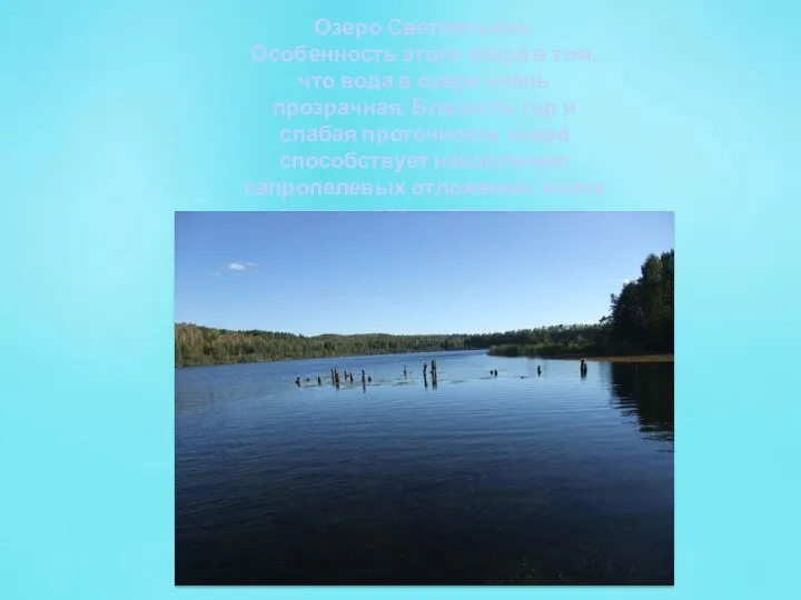 Озеро Светленькое. Особенность этого озера в том, что вода в озере очень