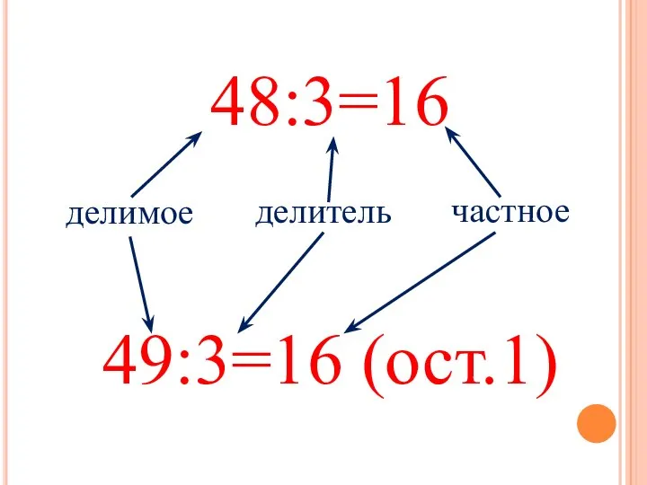 48:3=16 49:3=16 (ост.1)