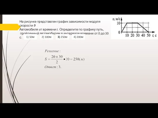 На рисунке представлен график зависимости модуля скорости ϑ Автомобиля oт времени t.